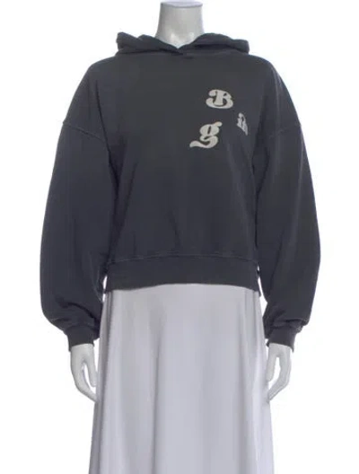 Pre-owned Anine Bing Graphic Print Crew Neck Hoodie In Gray