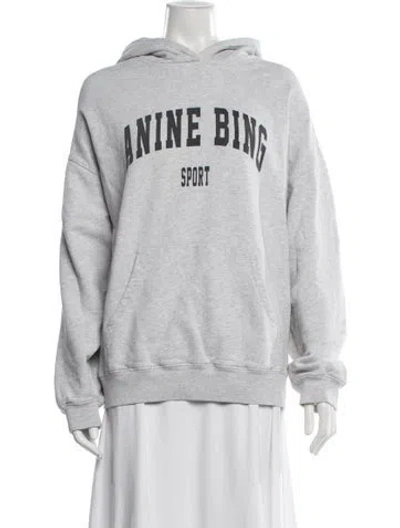 Pre-owned Anine Bing Graphic Print Crew Neck Hoodie In Gray