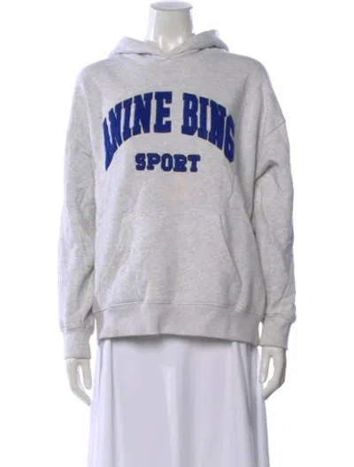 Pre-owned Anine Bing Graphic Print Crew Neck Hoodie In Gray