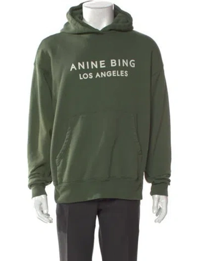Pre-owned Anine Bing Graphic Print Crew Neck Hoodie In Green