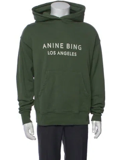 Pre-owned Anine Bing Graphic Print Crew Neck Hoodie In Green
