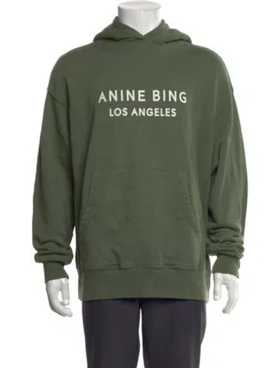 Pre-owned Anine Bing Graphic Print Crew Neck Hoodie In Green