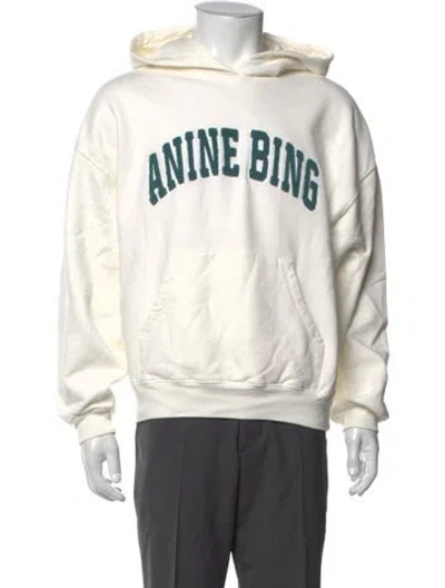 Pre-owned Anine Bing Graphic Print Crew Neck Hoodie In White