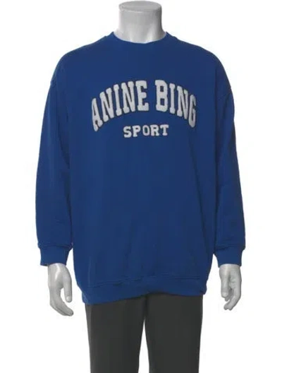 Pre-owned Anine Bing Graphic Print Crew Neck Pullover In Blue