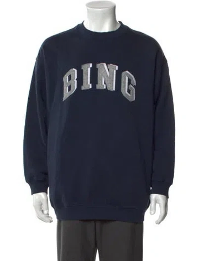 Pre-owned Anine Bing Graphic Print Crew Neck Pullover In Blue