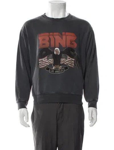 Pre-owned Anine Bing Graphic Print Crew Neck Pullover In Gray