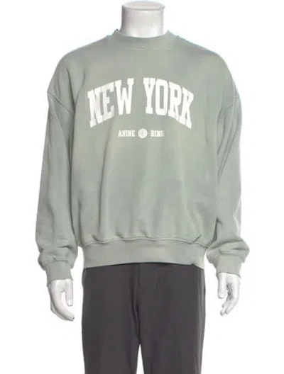 Pre-owned Anine Bing Graphic Print Crew Neck Pullover In Green