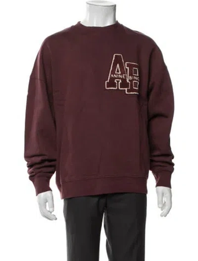 Pre-owned Anine Bing Graphic Print Crew Neck Pullover W/ Tags In Burgundy