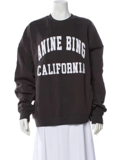 Pre-owned Anine Bing Graphic Print Crew Neck Sweater In Black
