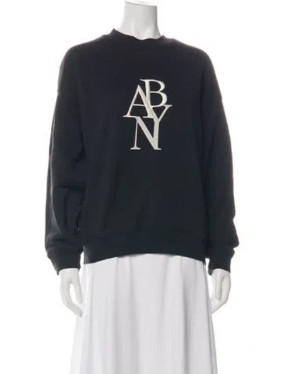 Pre-owned Anine Bing Graphic Print Crew Neck Sweater In Black