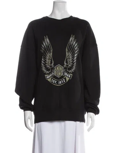 Pre-owned Anine Bing Graphic Print Crew Neck Sweater In Black