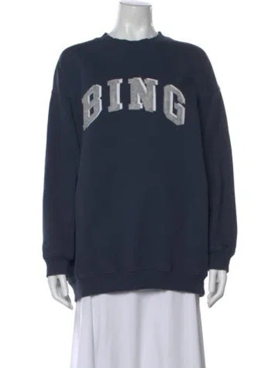 Pre-owned Anine Bing Graphic Print Crew Neck Sweater In Blue