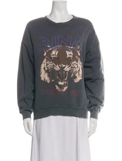 Pre-owned Anine Bing Graphic Print Crew Neck Sweater In Blue