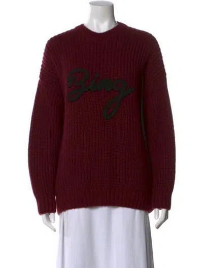 Pre-owned Anine Bing Graphic Print Crew Neck Sweater In Burgundy