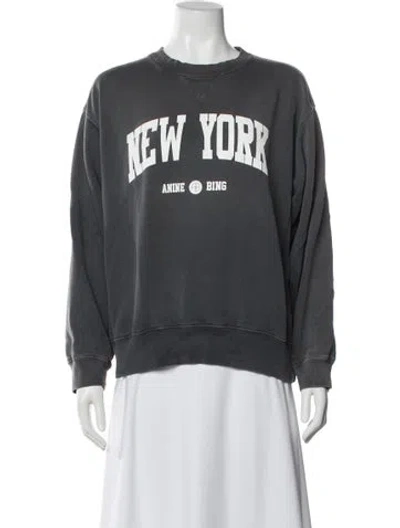 Pre-owned Anine Bing Graphic Print Crew Neck Sweater In Gray