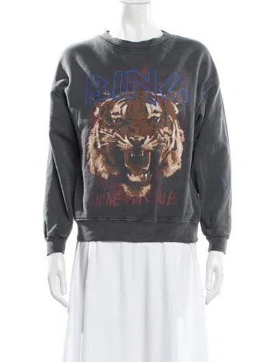 Pre-owned Anine Bing Graphic Print Crew Neck Sweater In Gray