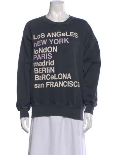 Pre-owned Anine Bing Graphic Print Crew Neck Sweater In Gray