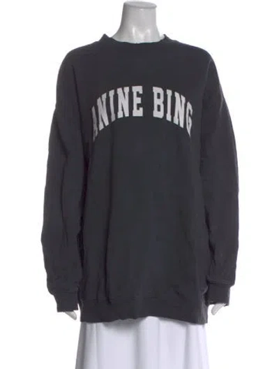 Pre-owned Anine Bing Graphic Print Crew Neck Sweater In Gray