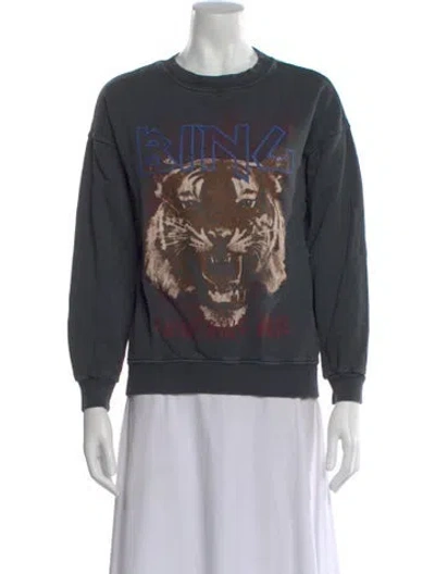 Pre-owned Anine Bing Graphic Print Crew Neck Sweater In Gray