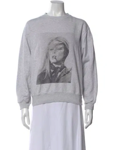 Pre-owned Anine Bing Graphic Print Crew Neck Sweater In Gray