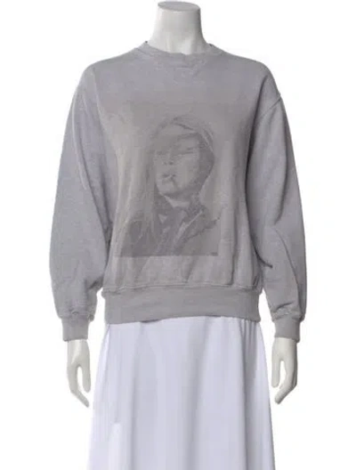 Pre-owned Anine Bing Graphic Print Crew Neck Sweater In Gray