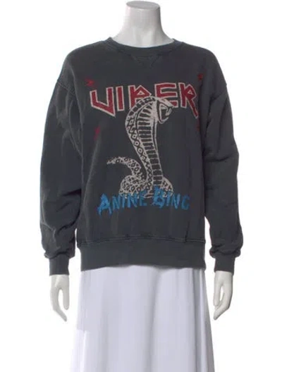 Pre-owned Anine Bing Graphic Print Crew Neck Sweater In Gray