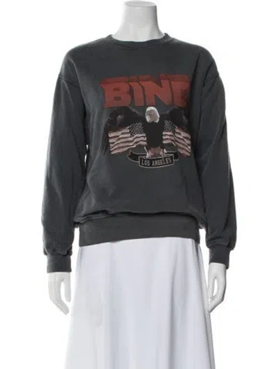 Pre-owned Anine Bing Graphic Print Crew Neck Sweater In Gray