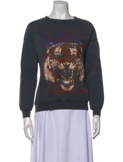Pre-owned Anine Bing Graphic Print Crew Neck Sweater In Gray