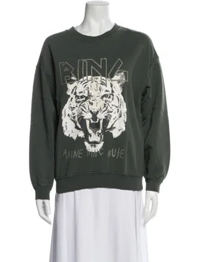 Pre-owned Anine Bing Graphic Print Crew Neck Sweater In Green
