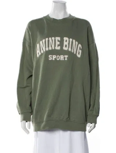 Pre-owned Anine Bing Graphic Print Crew Neck Sweater In Green