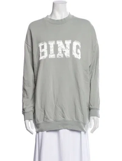 Pre-owned Anine Bing Graphic Print Crew Neck Sweater In Green