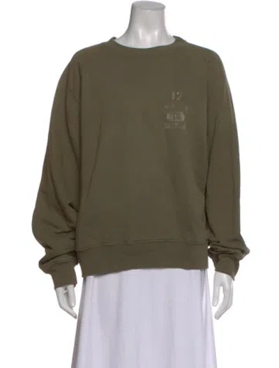 Pre-owned Anine Bing Graphic Print Crew Neck Sweater In Green