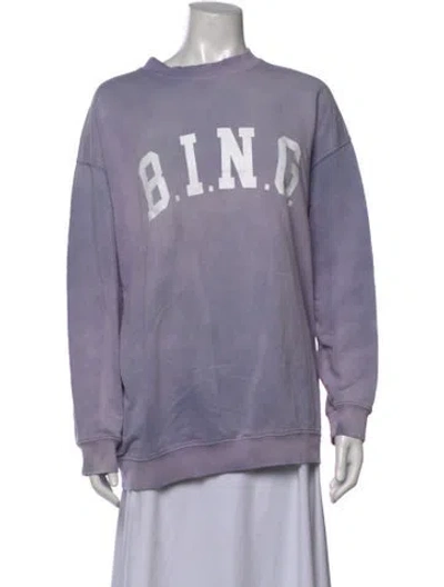 Pre-owned Anine Bing Graphic Print Crew Neck Sweater In Purple