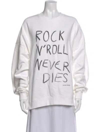 Pre-owned Anine Bing Graphic Print Crew Neck Sweater In White