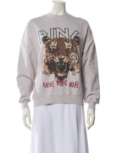 Pre-owned Anine Bing Graphic Print Crew Neck Sweatshirt In Blue