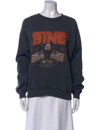 Pre-owned Anine Bing Graphic Print Crew Neck Sweatshirt In Blue