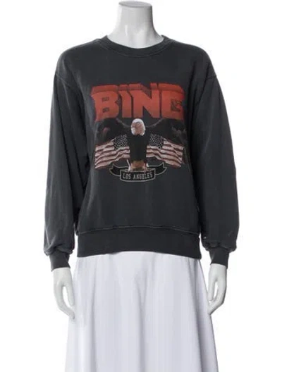 Pre-owned Anine Bing Graphic Print Crew Neck Sweatshirt In Blue