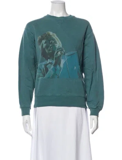 Pre-owned Anine Bing Graphic Print Crew Neck Sweatshirt In Blue