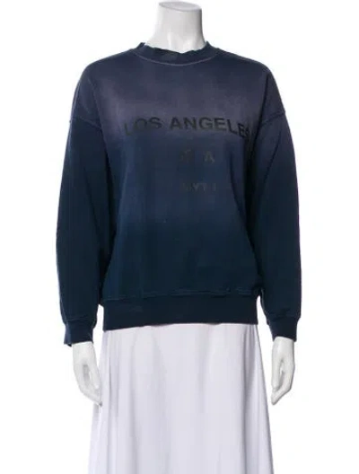 Pre-owned Anine Bing Graphic Print Crew Neck Sweatshirt In Blue