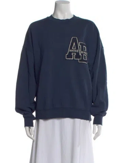 Pre-owned Anine Bing Graphic Print Crew Neck Sweatshirt In Blue