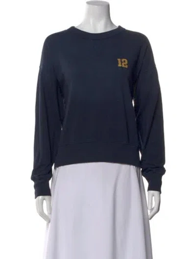 Pre-owned Anine Bing Graphic Print Crew Neck Sweatshirt In Blue