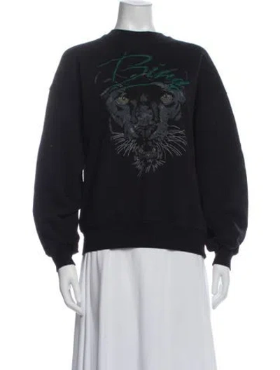 Pre-owned Anine Bing Graphic Print Crew Neck Sweatshirt In Blue