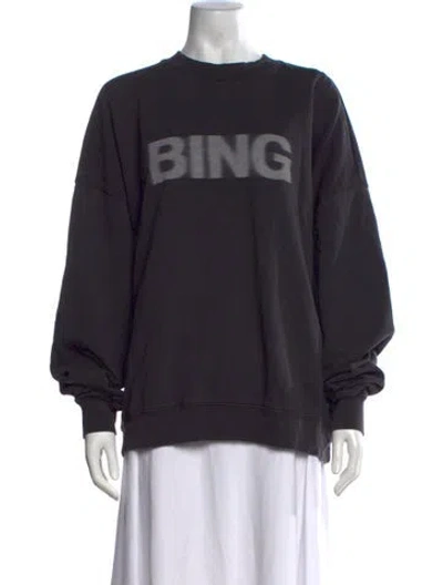 Pre-owned Anine Bing Graphic Print Crew Neck Sweatshirt In Blue