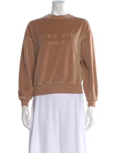 Pre-owned Anine Bing Graphic Print Crew Neck Sweatshirt In Brown