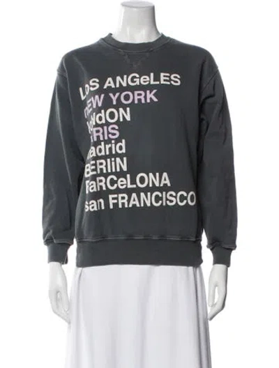 Pre-owned Anine Bing Graphic Print Crew Neck Sweatshirt In Gray
