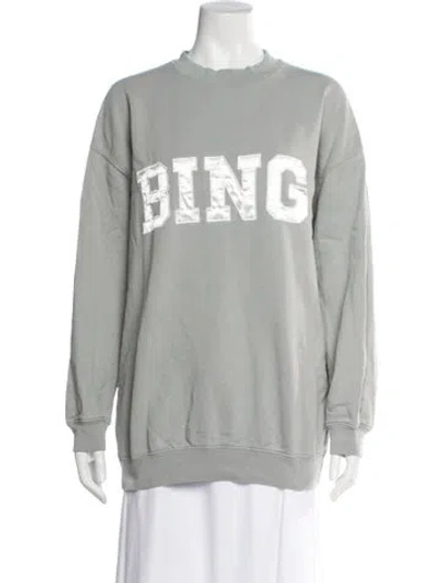Pre-owned Anine Bing Graphic Print Crew Neck Sweatshirt In Gray