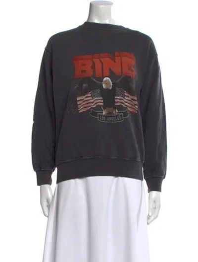 Pre-owned Anine Bing Graphic Print Crew Neck Sweatshirt In Gray