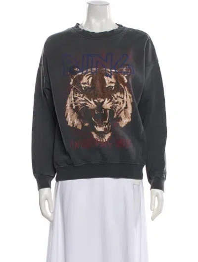 Pre-owned Anine Bing Graphic Print Crew Neck Sweatshirt In Gray