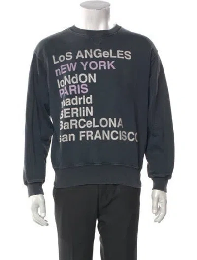 Pre-owned Anine Bing Graphic Print Crew Neck Sweatshirt In Gray