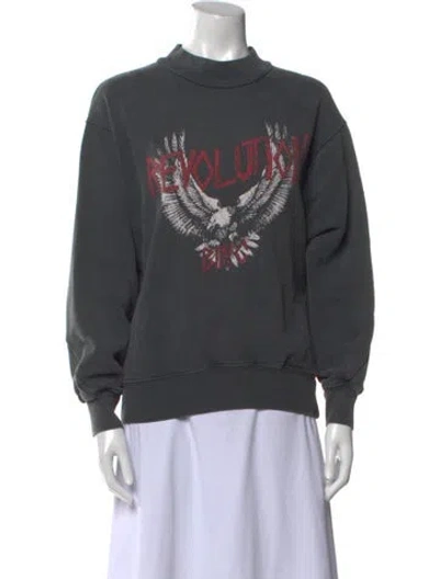 Pre-owned Anine Bing Graphic Print Crew Neck Sweatshirt In Gray